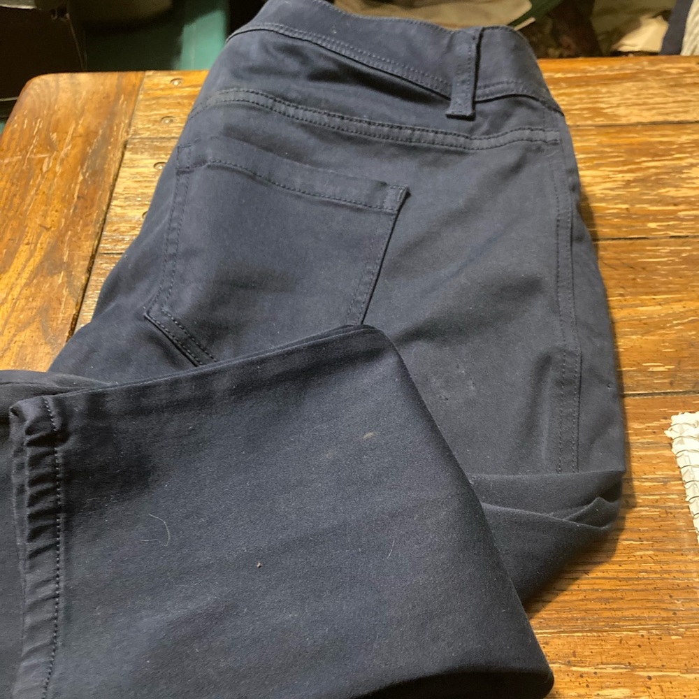 Lane Bryant Navy Blue twill pants with front zippers and back pockets